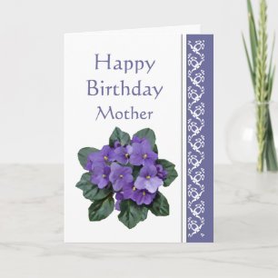 Mom Birthday, Poem African Violet Purple Flower Kaart