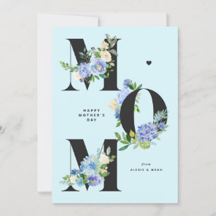 MOM Blue Hydrangeas Bloemen Happy Moederdag Feestdagenkaart