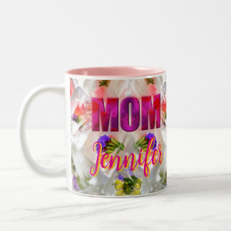 'Mom-Boss-Fire' – Diseño floral en cubos Tweekleurige Koffiemok