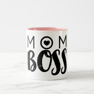 MOM BOSS Moderne typografie script trendy chic Tweekleurige Koffiemok