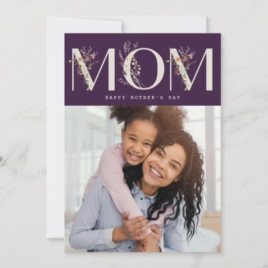 MOM | carte de jour de mère heureuse moderne viole (Devant)