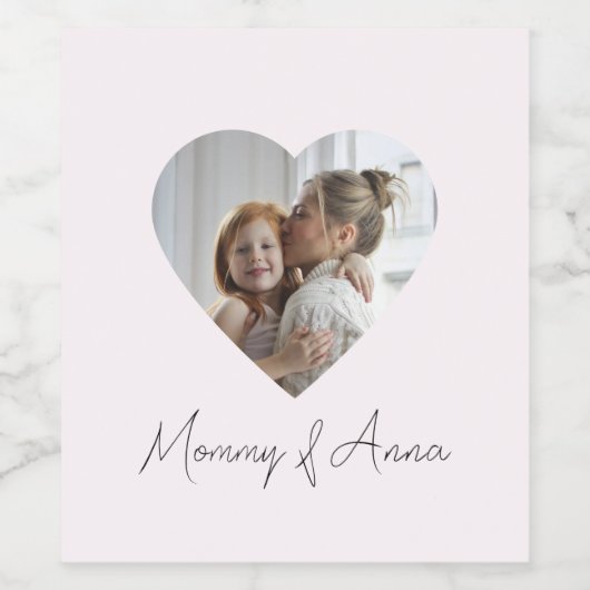 Mom Custom Name & Photo | Personalized Wine Label Wijn Etiket (Enkel label)