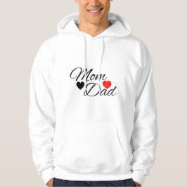 Mom & Dad Hearts - Elegant Typography Family Love Hoodie