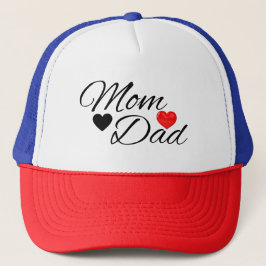 Mom & Dad Hearts - Elegant Typography Family Love Trucker Pet