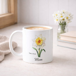 Mom December Birth Flower Narcissus Koffiemok