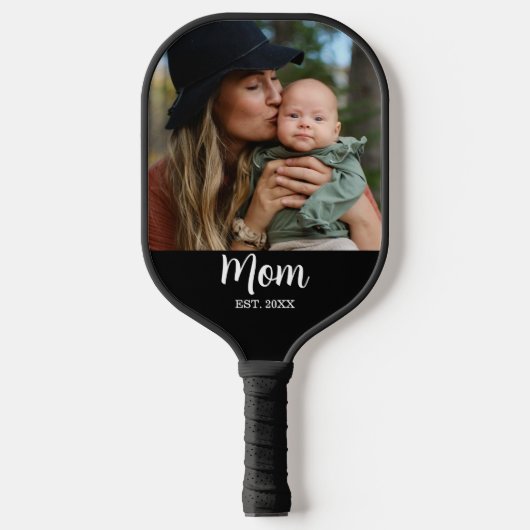 Mom Est. Script Photo  Pickleball Paddle (Voorkant)