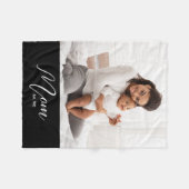 Mom Established Black Modern Script Photo Fleece Deken (Voorkant (Horizontaal))