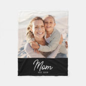 Mom Established Black Modern Script Photo Fleece Deken (Voorkant)