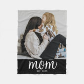 Mom Established Black Modern Script Photo Fleece Deken (Voorkant)