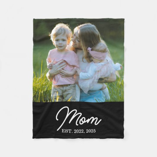 Mom Established Black Modern Script Photo Fleece Deken (Voorkant)