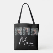 Mom Established Black Modern Script Photo Tote Bag (Dos)