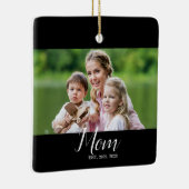 Mom Established Black White Script Photo Keramisch Ornament (Rechts)