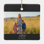 Mom Established Black White Script Photo Keramisch Ornament (Achterkant)