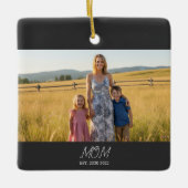 Mom Established Black White Script Photo Keramisch Ornament (Voorkant)