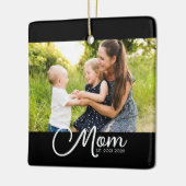 Mom Established Black White Script Photo Keramisch Ornament (Links)