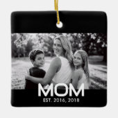 Mom Established Black White Script Photo  Keramisch Ornament (Voorkant)