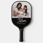 Mom Established Black White Script Photo Pickleball Paddle (Achterkant)