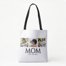 Mom Established Caps White 3 Photo Tote Bag