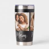 Mom Established Date 3 Photo White Script on Black Geïsoleerde Drinkbeker (Voorkant)