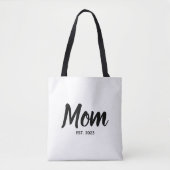  Mom Established Date Black Script Custom Text Draagtas (Voorkant)