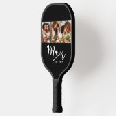 Mom Established Date Fun Script on Black 3 Photo Pickleball Paddle (Links)