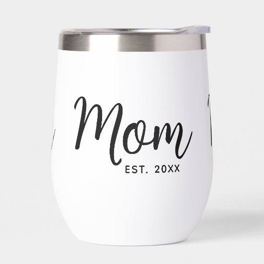 Mom Established Date New Mom Gift Black Script (Links)