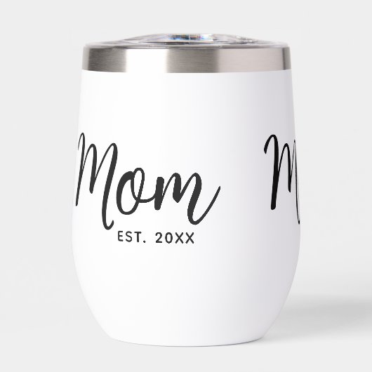 Mom Established Date New Mom Gift Black Script (Voorkant)