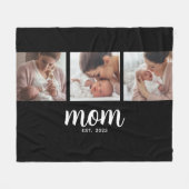 Mom Established Elegant Script Black 3 Photo Fleece Deken (Voorkant (Horizontaal))