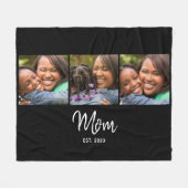 Mom Established Elegant Script Black 3 Photo  Fleece Deken (Voorkant (Horizontaal))