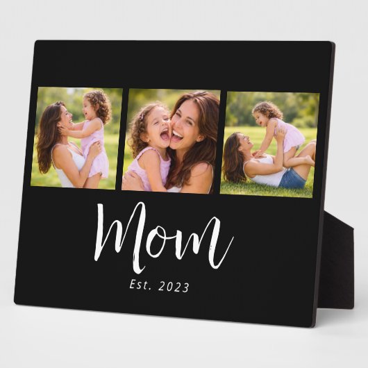 Mom Established Elegant Script Black 3 Photo Fotoplaat (Zijkant)