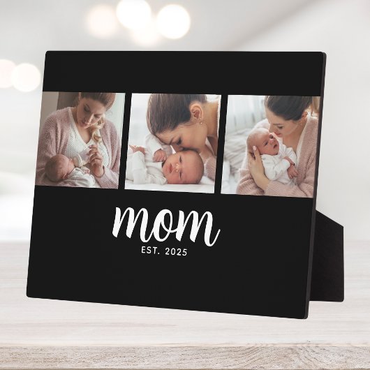 Mom Established Elegant Script Black 3 Photo Fotoplaat