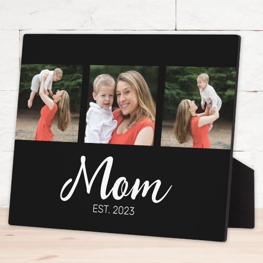 Mom Established Elegant Script Black 3 Photo Fotoplaat