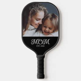 Mom Established Fun Modern Script Photo Pickleball Paddle