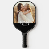 Mom Established Fun Script Photo Pickleball Paddle (Voorkant)