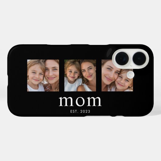 Mom Established Modern Black 3 Photo Case-Mate iPhone Case (Achterkant (horizontaal))