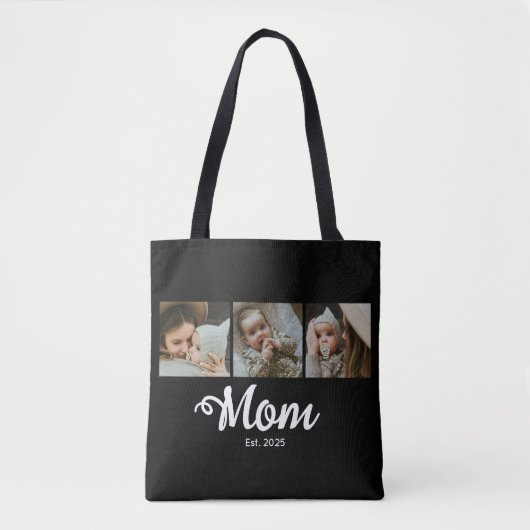Mom Established Modern Bold Script Black 3 Photo Draagtas (Voorkant)