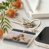 Mom Established Modern Elegant Script Photo  Sleutelhanger (Voorkant Rechts)