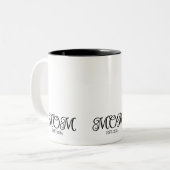 Mom Established Modern Minimal Black Script Tweekleurige Koffiemok (Voorkant links)