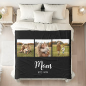 Mom Established Modern Script 3 Photo Black Fleece Deken