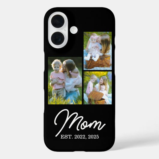 Mom Established Modern Script Black 3 Photo Case-Mate iPhone Case (Achterkant)