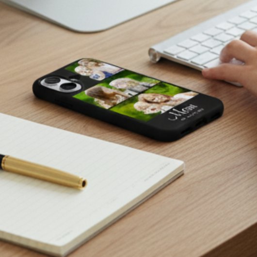 Mom Established Modern Script Black 3 Photo Case-Mate iPhone Case