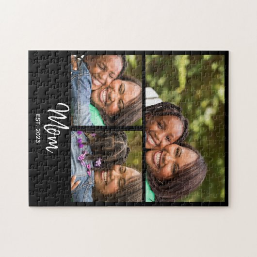 Mom Established Modern Script Black 3 Photo Legpuzzel (Horizontaal)