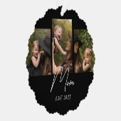 Mom Established Modern Script Black 3 Photo Ornament Kaart (Rechts)