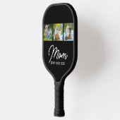Mom Established Modern Script Black 3 Photo Pickleball Paddle (Links)