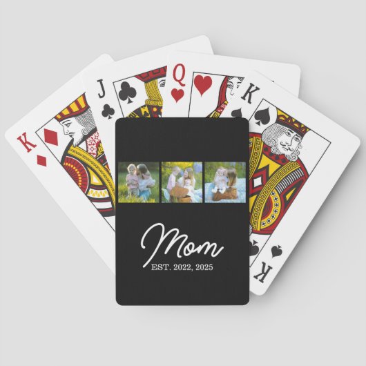 Mom Established Modern Script Black 3 Photo Pokerkaarten (Achterkant)