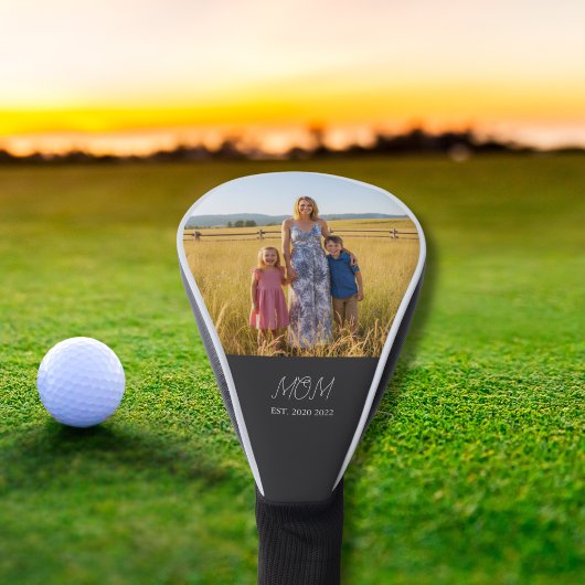 Mom Established Modern Script Photo Golfheadcover