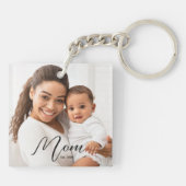 Mom Established Modern Script Photo Keychain (Achterkant)