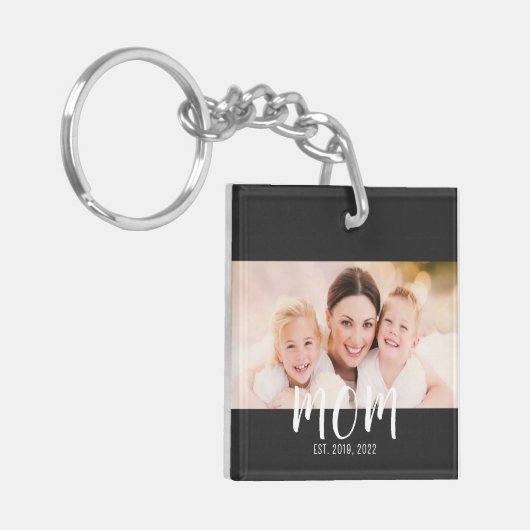 Mom Established Modern Script Photo Keychain (Voorkant Links)