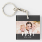 Mom Established Modern Script Photo Keychain (Voorkant)