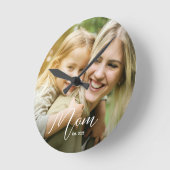 Mom Established Modern Script Photo Ronde Klok (Hoek)